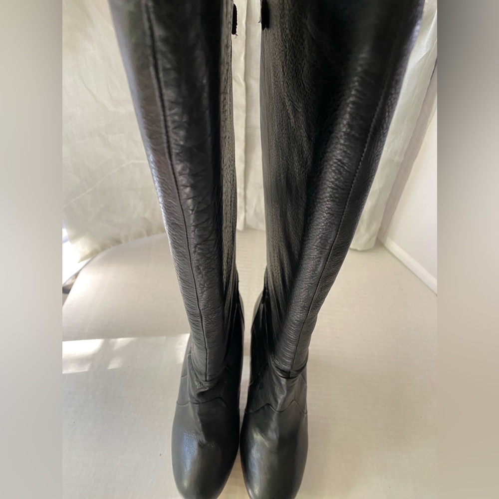 Dolce Vita black calfskin leather platform boots with back zip size 8 1/2 - Picture 8 of 16